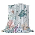 thumbnail image 6 of Teal Turtle Coastal Blanket Soft Cozy Warm Throw Blanket for Couch, Plush Fuzzy Flannel Fleece Blankets for Sofa, Octopus Coral Summer Beach Starfish Bed Blankets Lightweight Gifts for Women, 32"x48", 6 of 9