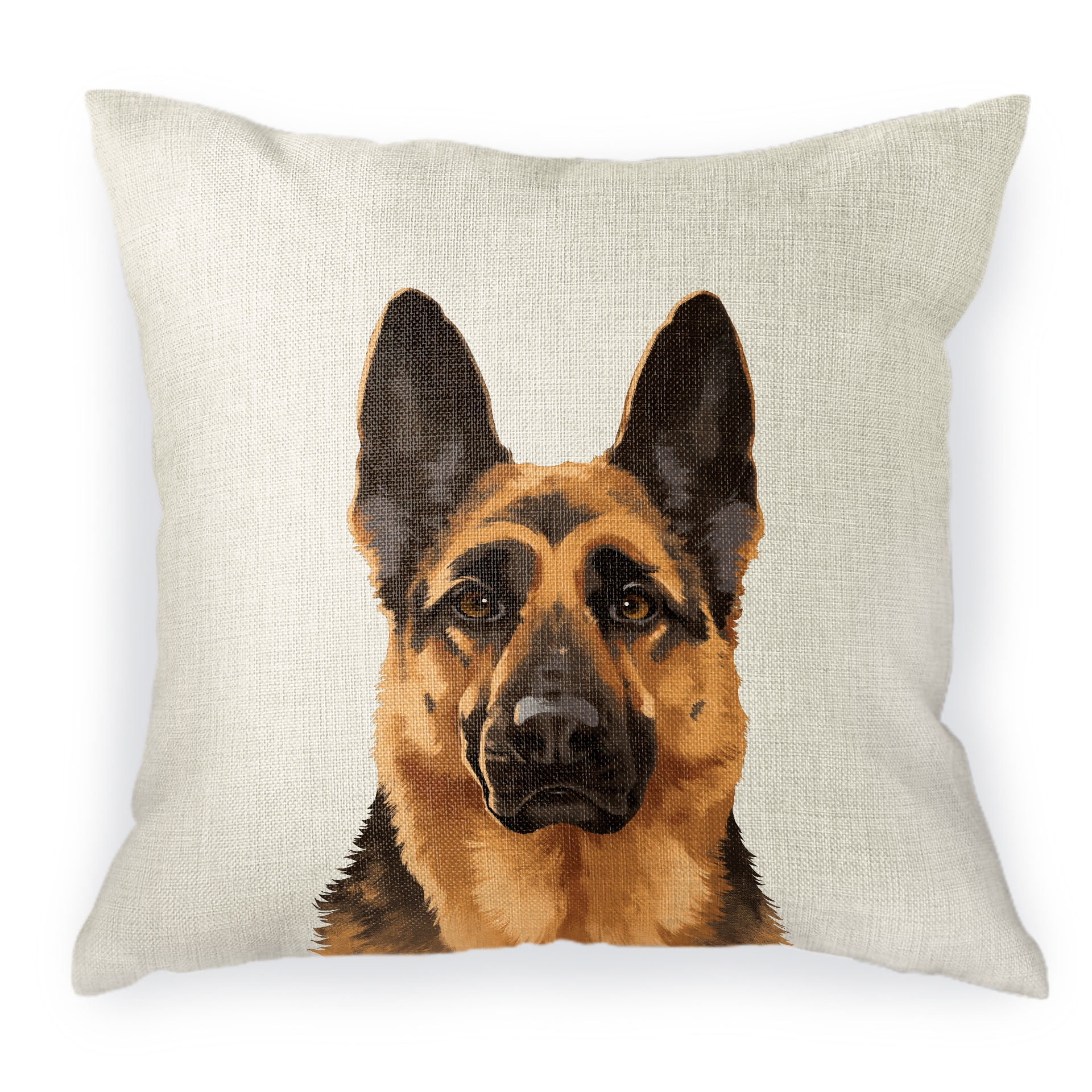 FINCIBO 18x18 inch Square Decorative Throw Sofa Pillow Cases, Cute Black Tan German Shepherd Dog