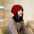 thumbnail image 3 of D-GROEE Knitted Hat Solid Color Knitted Winter Warm Hat Streetwear for Unisex Ultra-thick High Elasticity Cozy Outdoor Headwear Perfect for Autumn for Women, 3 of 5