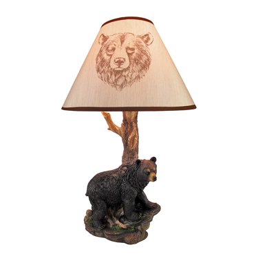 25" Standing Black Bear Lamp Forest Print Shade - Walmart.com
