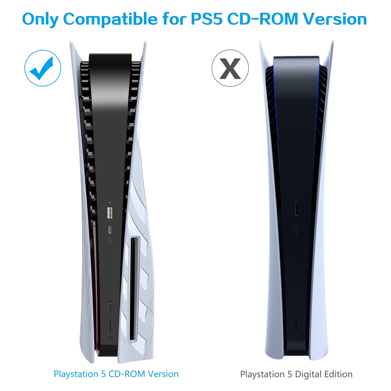 HEYSTOP PS5 plates for PS5 Accessories,Hard Shockproof Cover PS5 Skins Shell Panels,Anti-Scratch Dustproof Face Plates Replacement Accessories for Playstation 5 Disc Edition,white