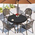 thumbnail image 1 of HAHDAXIA Nappe Ronde Extérieure avec Trou pour Parasol - Couverture de Table Ajustée en Vinyle avec Dos en Flanelle Imperméable et Résistant aux Taches, Bord Élastique, Convient aux Tables jusqu'à 45 Pouces-56 Pouces de Diamètre, 1 of 7