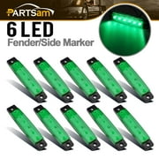 Partsam 10x 6 LED 3.8" Sealed Green Trailer Marker Lights Lights for Truck Cab RV Lorries SUV HGV