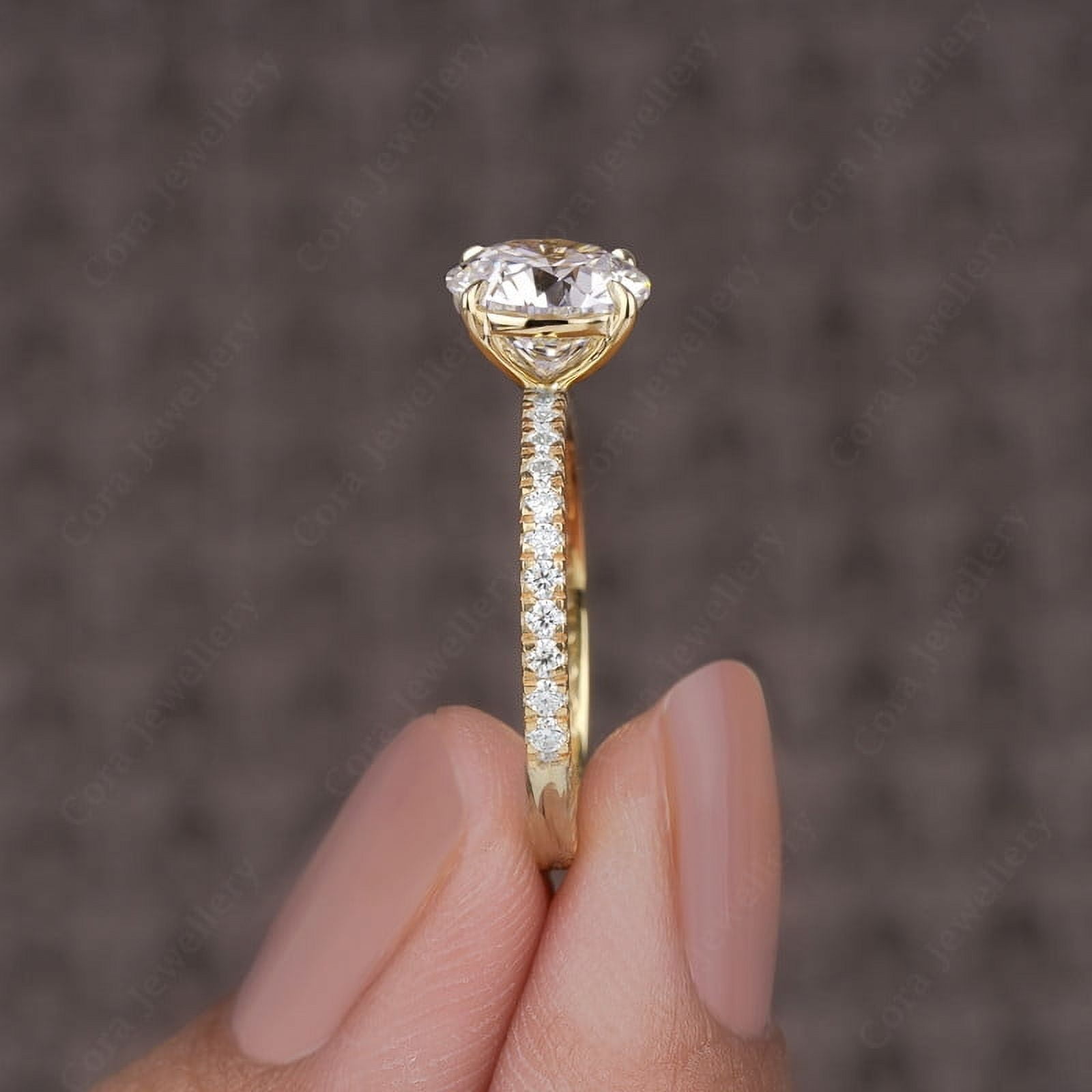 Cora Jewellery 2.75TCW Oval Moissanite Engagement Ring For Women, 18K Yellow Gold, 6 US