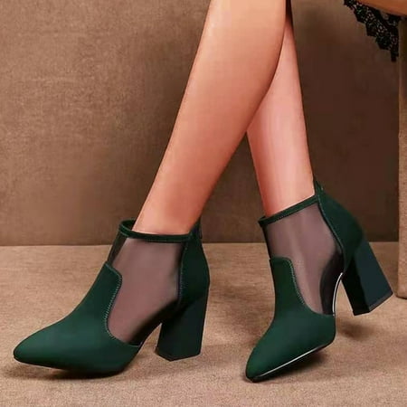 

Tengma Shoes Boots Chunky Heels Fashion Zipper Women s Short Mesh Retro High Breathable Women s Boots