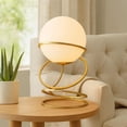 thumbnail image 6 of Table Lamp, White Glass Globe, 4 Spiral Ring Accented Base 14 Inch, 6 of 7