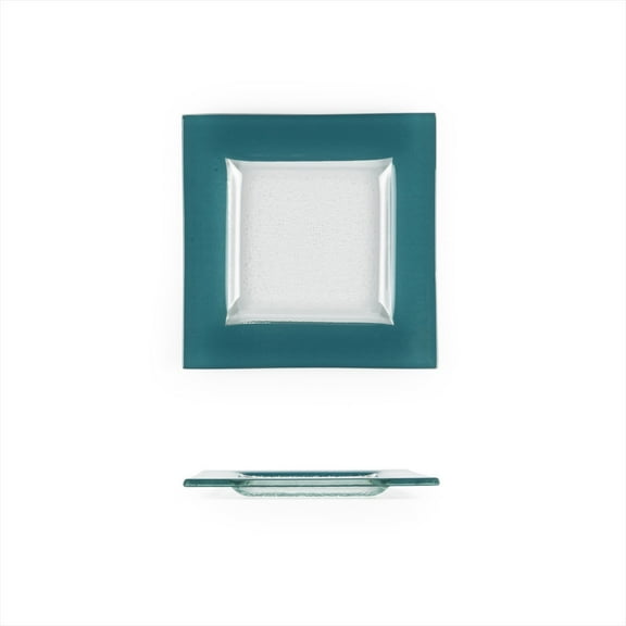 Glass Dinnerware 6" x 6" Square Blue Glass Plate (Set of 4)