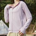 thumbnail image 4 of Frostluinai Fishing Sun Hoodie Women Full Zip Long Sleeve Sun Protection Jacket Solid Lightweight Beach Raglan Shirts Breathable Tops, 4 of 7