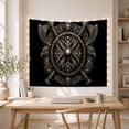 thumbnail image 5 of Norse Viking Shield with Crossed Axes in Bold Symmetry, Dramatic Fantasy for Mythology Fans, Dark Ages Wall Decor, Halloween Gift Tapestry Wall Hanging for Game Room and Den, 5 of 7
