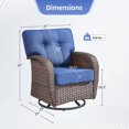 thumbnail image 3 of Gymojoy Outdoor 5-Piece Outdoor Conversation Set with 5 inch Thick Swivel Glider Chairs and 30 Inch Propane Square Fire Pit Table, Wicker Deep Seat Patio Swivel Rocking Chair Set for Balcony Deck, 3 of 9