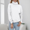 thumbnail image 2 of Sweaters For Women Turtleneck Solid Color Cufflink Loose Long Sleeve Casual O Neck Knit Pullover Sweater Tops, 2 of 7