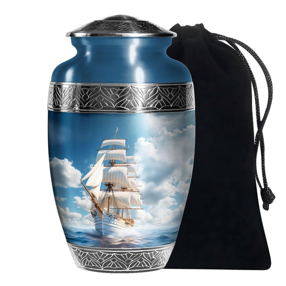 KARYLIZ Ship Large Cremation Urns For Human Adult Ashes Man & Woman Funeral Urn 10 Inch