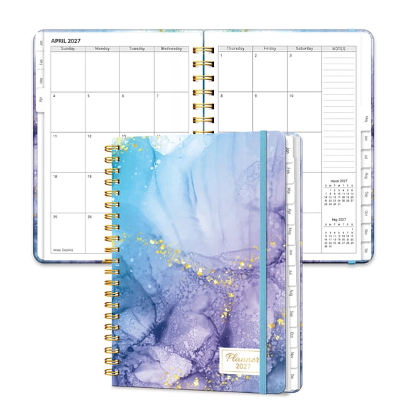 Lonely Oak 2027 Planner 12 Months from Jan.2027 to Dec.2027 6.18"x 8.5", A5 Daily Weekly and Monthly Calendar Agenda(Blue Marble)