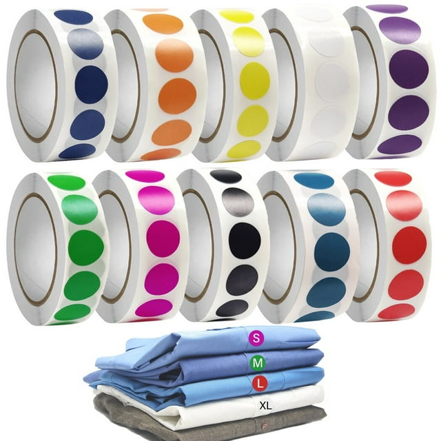 10000 PCS Round Coding Labels, 10 Rolls Colored Dot Stickers, Round Adhesive Sticky Label, Print or Write Circle Dot Sticker for Home Organization, Fire Classification, Commercial Displays