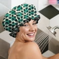 thumbnail image 5 of Shower Caps,Leopard Pattern with Green and Black Spots Waterproof Shower Cap for Women 4 Pieces,Double Reusable Hair Cover for Shower PEVA Elastic Stretch Hem, 5 of 7