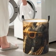 thumbnail image 5 of Lsque Cool Sunglasses Elephant Art Pattern Laundry Hamper Basket, Tall Woven Rope Hamper Basket for Clothes, Lightweight Storage Basket, Collapsible Waterproof-Small, 5 of 6