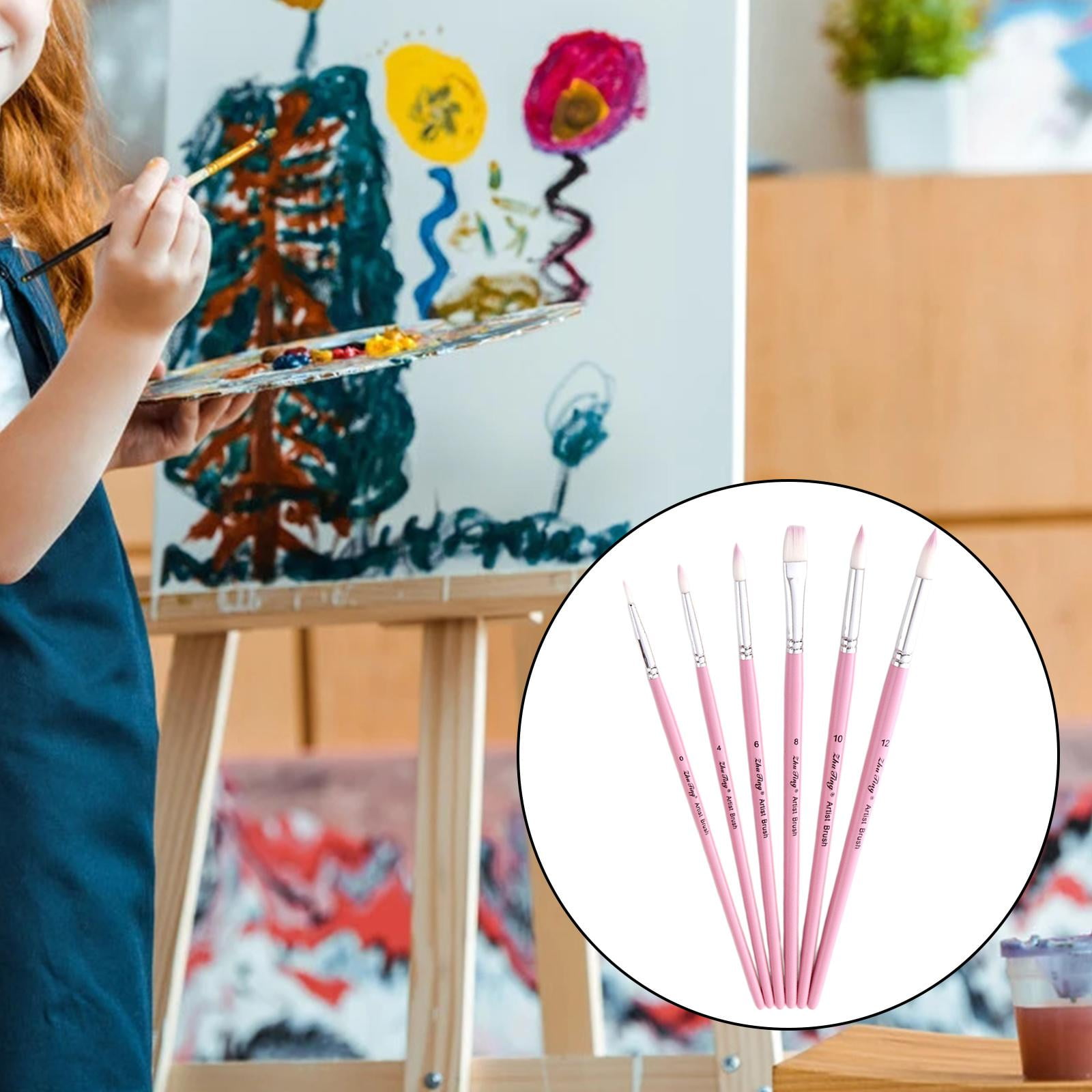 Wooden Handle Template Brushes6Pcs Bristle Stencil Brushes for Acrylic Oil  Watercolor Art Painting Stencil DIY Crafts Painting Tools