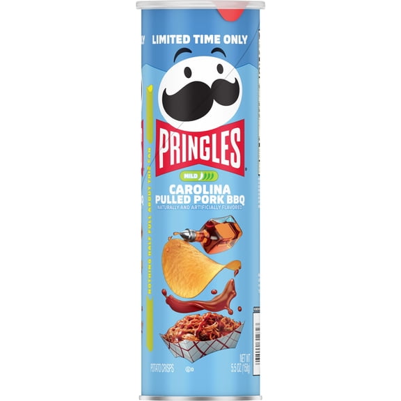 Pringles Carolina Pulled Pork BBQ Potato Crisps Chips, Lunch Snacks, 5.5 oz Canister