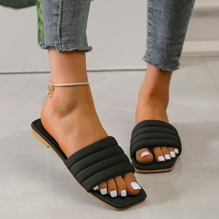 

mishuowoti sandals for women 2023 ladies fashion multicolor cloth open toe casual flat sandals and slippers