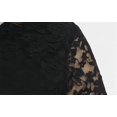 thumbnail image 6 of Plus Size Black Floral Lace Bodycon Dress, V-Neck Bell Sleeve Sheer Hem Cocktail Dress, 6 of 9