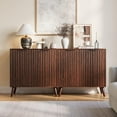 thumbnail image 5 of 31.5" Sideboard Buffet Cabinet with Storage, Modern Fluted Accent Credenza with Doors & Adjustable Shelves, Wood Coffee Bar Console Table for Living Room, Dining Room, Kitchen or Entryway Walnut, 5 of 7