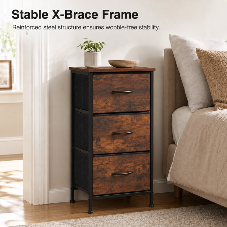 Alvantor 3-Tier Fabric Dresser, Compact Nightstand photo 3