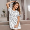 thumbnail image 3 of Wukai Hand Drawn Turtle Print Women's Loose Short Sleeve Nightgown, Soft Sleep Dress for Comfortable Relaxation, Casual Lounge Wear, 3 of 6