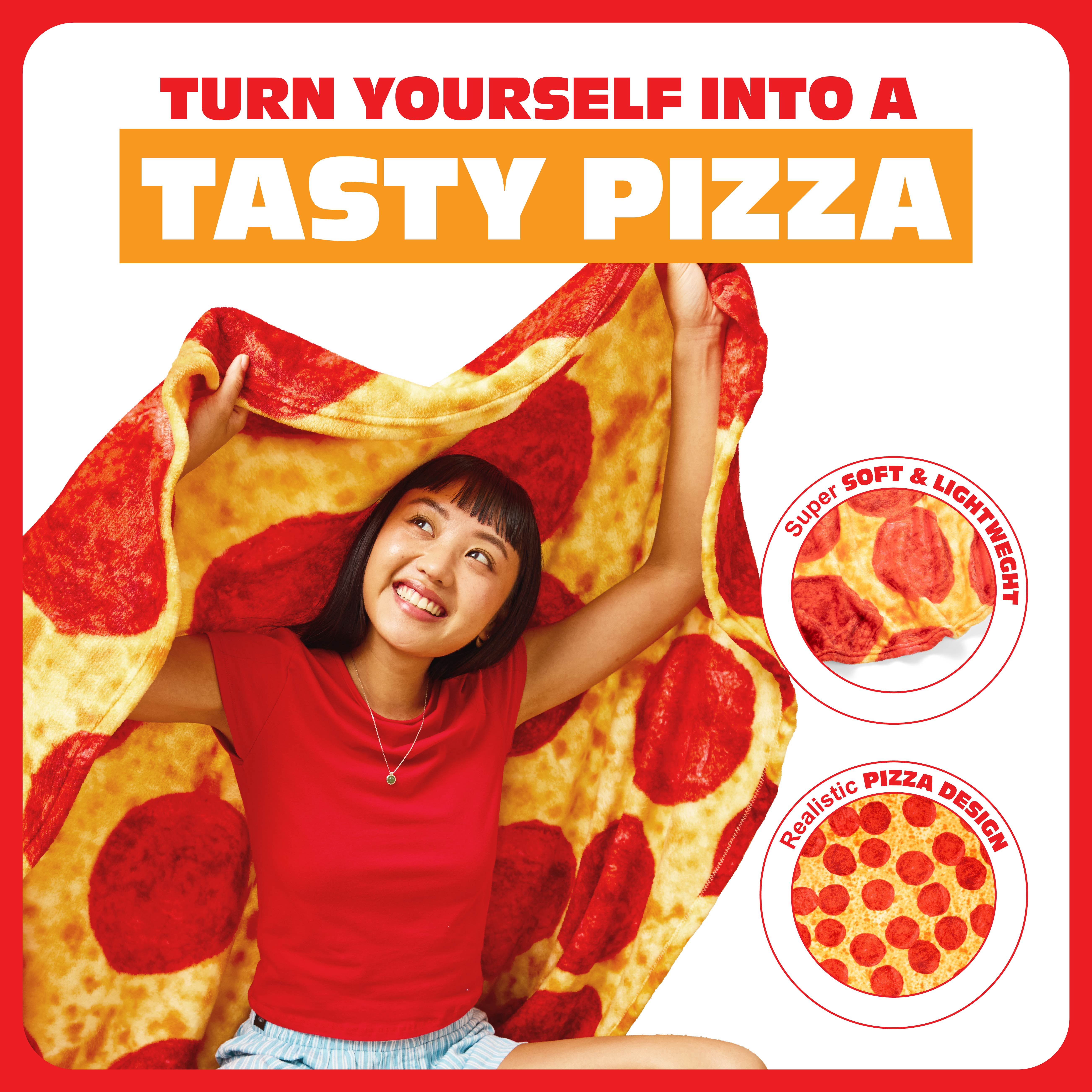 Cozy Concepts Co. Pizza Blanket by Relatable, Large 65” Cozy Fleece Throw Blanket, Tailgating Accessories