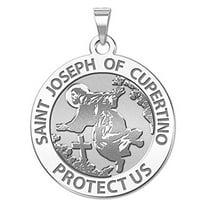Picturesongold.Com Saint Joseph of Cupertino Religious Medal Necklace Pendants - 3/4 inch Size of a Nickel -Sterling Silver