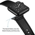 thumbnail image 4 of Compatible with Apple Watch Band 45mm 44mm 42mm, Sweatproof Genuine Leather and Rubber Hybrid Band Strap Compatible with iWatch Series 7 6 5 4 3 2 1 SE, 4 of 7