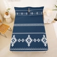 thumbnail image 5 of Erosebridal Vintage Aztec Print Bed Sheets,Deepblue White King Sheets For Adults 4-Piece, 5 of 6
