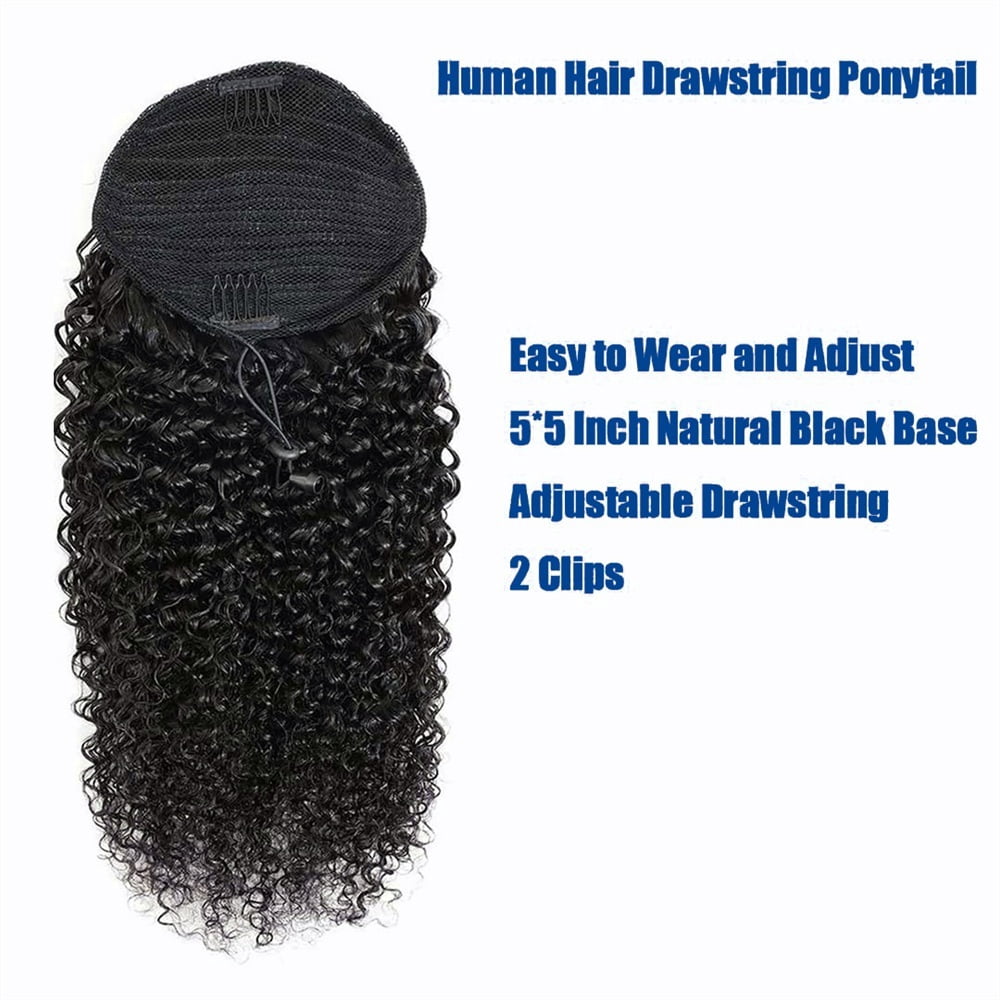 Kinky Curly Drawstring Ponytail Clip In Hair Extensions 10-26 Inch Brazilian Virgin Hair Ponytail Hairpieces