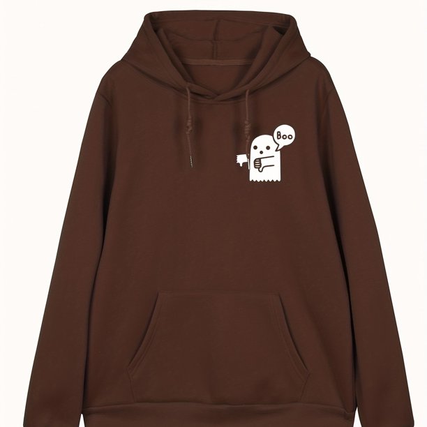 Boo Ghost Sudadera Con Capucha Con Cordón Y Bolsillo Canguro, Sudadera Con Capucha De Color Sólido Con Estampado De Letras Informales Para Hombre Para Primavera Y Otoño