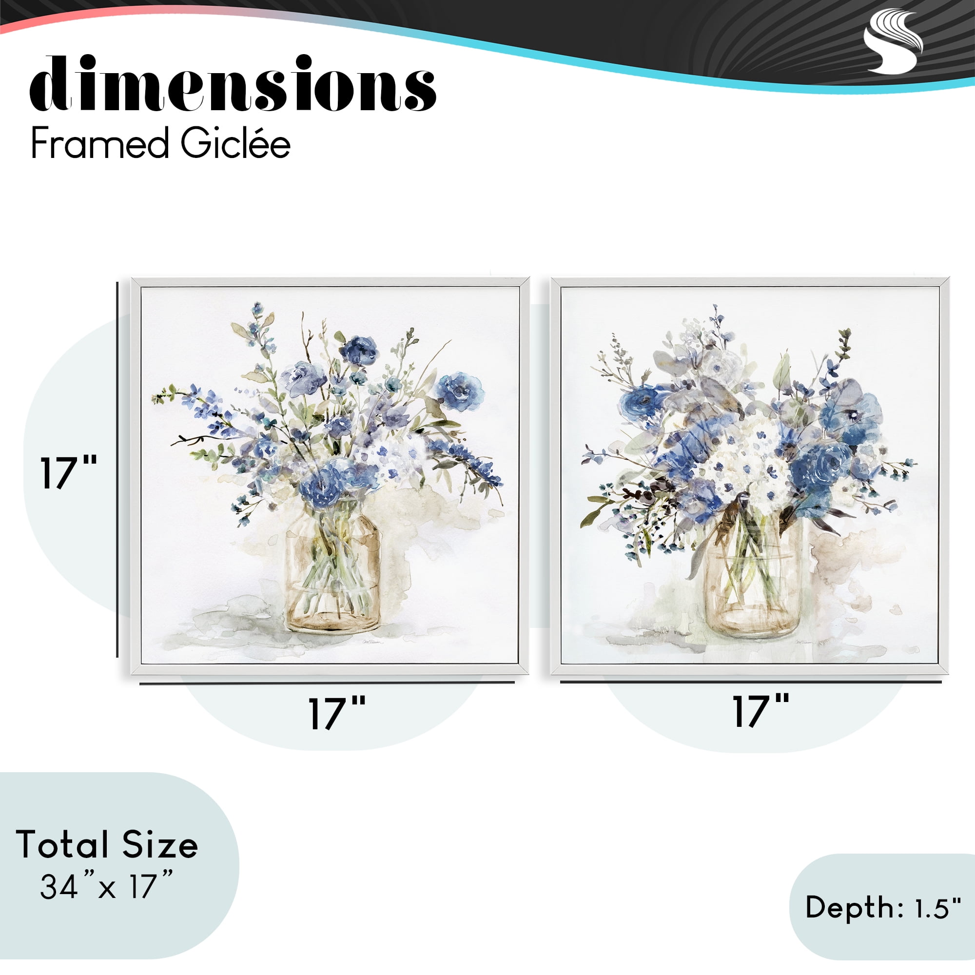 Stupell Industries Spring Watercolor Vases 2 Piece White Framed Giclee Art Set, design by Carol Robinson