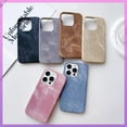 thumbnail image 2 of Canvas Denim Half Wrap Phone Case, Fashionable and Creative, Large Hole Design, Anti-Drop, for iPhone 15 14 13 12 11 Pro Max Mini XS XR 7 8 Phone Case (Pink,iPhone 15 Pro Max), 2 of 8