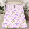 thumbnail image 2 of Manfei Princess Dreamy Bow Bed Sheets for Kid, Purple Rose Flower King Sheets, Kawaii Cartoon Bow Sheet Set, Lightweight Room Decor, 4-Piece, 2 of 7