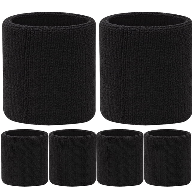 Miangastore 6 x Bracelets en Polyester Coton Noir Protection des Poignets pour Football Entraînement Physique Intérieur