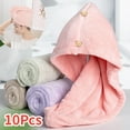 thumbnail image 2 of 10Pcs Quick Dry Hair Quick Drying Microfiber Towels Bathroom Bathroom Accessories Nursing Cap With Buckle Sauna Spa Towel Bath, 2 of 9