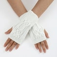 thumbnail image 2 of Ladies Warm Knit Fingerless Gloves Convertible Mittens Fashion Flowers One Size, 2 of 6