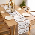 thumbnail image 3 of Table Runner 70 Inches Long for Kitchen Dining, Brown Stripes Dresser Scarf Farmhouse, Dining Table Decorations for Wedding/Parties, Minimalism Ombre Waves Abstract Textures 13 x 70 In, 3 of 8