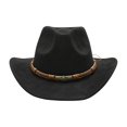 thumbnail image 5 of Hats for Women Unisex Western Cowboy Hat Retro Wool Fedora Classic Style Black One Size, 5 of 5