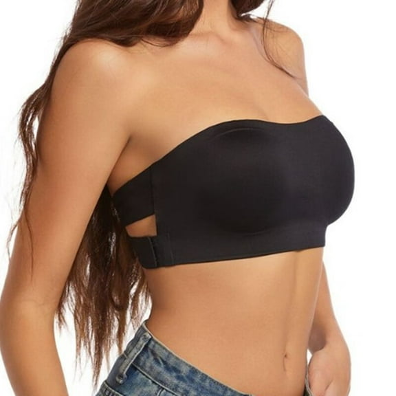 Seamless Strapless Side Closure Wireless Bra,Non-Slip Silicone Padded Bandeau Bras Wireless Tube Top Bra