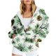 thumbnail image 1 of Sudadera con capucha y manga larga para mujer, informal, con estampado navideño, cremallera, manga larga, poliéster, 1 of 6