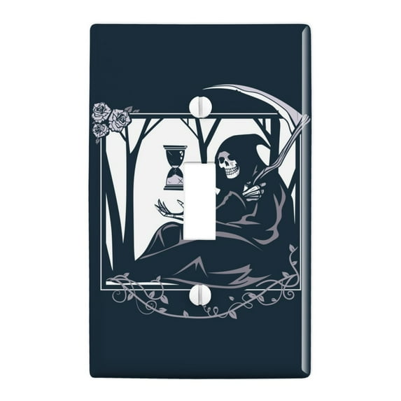 Death Grim Reaper Waiting With Hourglass Plastic Wall Decor Toggle Light Switch Plate Cover