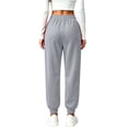 thumbnail image 5 of Hearthz Women's Jogger Sweatpants Solid High Waist Cuffed Casual Trousers Fall Winter Trousers Pants for Women Athletic Workout Gym Women Sweatpants Light Gray S, 5 of 5