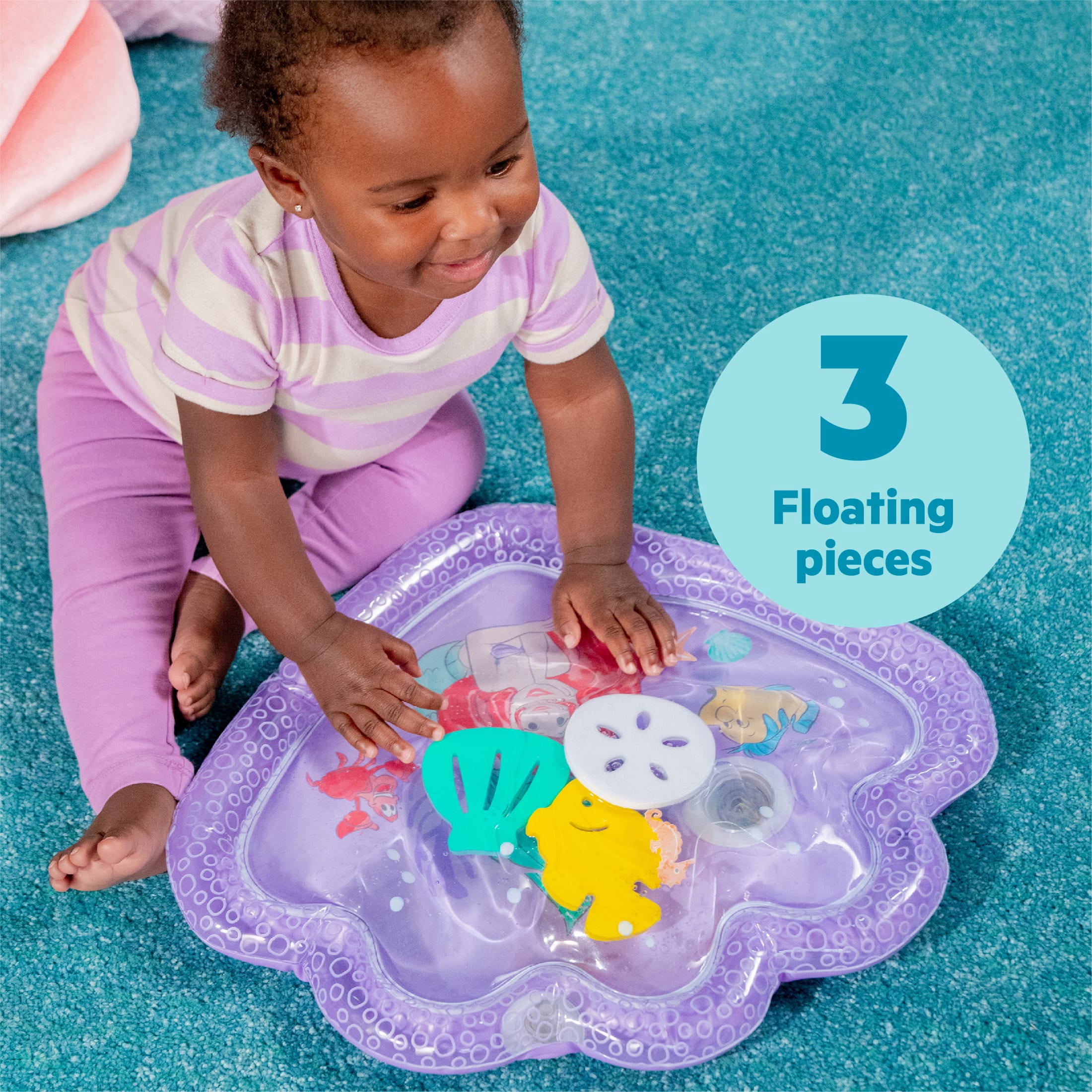 Bright Starts Disney Ariel Sea Treasures Water Mat, Purple, Newborn