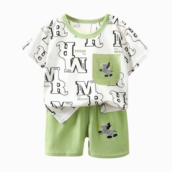 UAYOTSE Baby Boy Outfits 12-18 Months Clothes Short Sleeve T-Shirt Tee Tops Joggers Casual Elastic Shorts 2Pcs for 18-24 Months Children's Day Gift 2PCS Set,Sizes 18-24 Months
