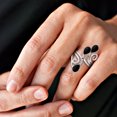 thumbnail image 5 of Floral Vine Ornate Teardrop Black Onyx Sterling Silver Ring-9, 5 of 5