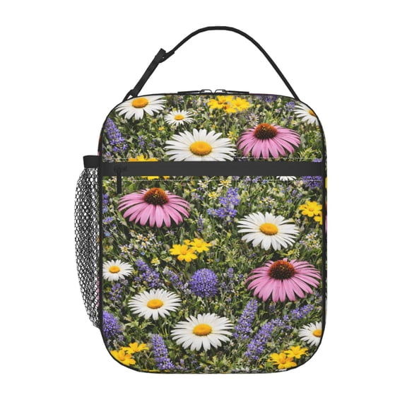 Wildflower Floral Pattern Lunch Bag Portable Thermal Lunch Box for Men and Women
