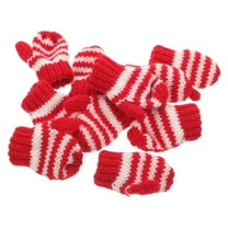 NICEXMAS 10pcs Mini Mitten Decoration Woolen Yarn Red and White Striped DIY Home Ornament for Craft Lovers
